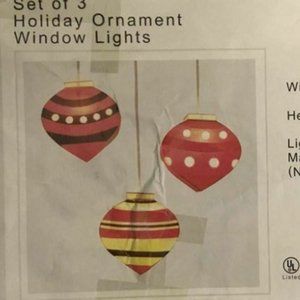 Pottery Barn RARE Vintage set of 3 Christmas Holiday Ornament Window Lights
